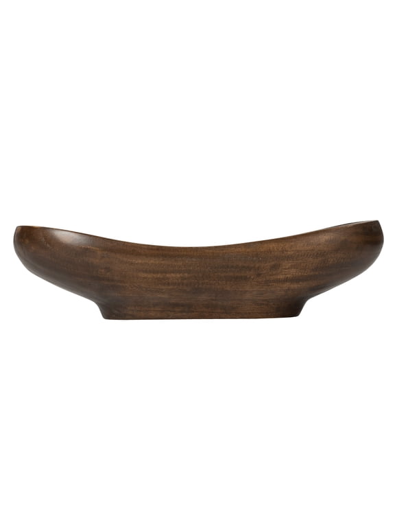 Carved Wood Decorative Bowl, Walnut Finish