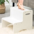 thumbnail image 1 of WOOD CITY Wooden Toddler Step Stool for Kids, White Two Step Children's Potty Stool with Handles, Bonus Non-Slip Pads for Safety, Bathroom & Kitchen, Dual Height, 1 of 7