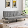 thumbnail image 1 of Modern Grey Fabric Futon Sofa Bed 220cm with Stainless Legs, 1 of 12