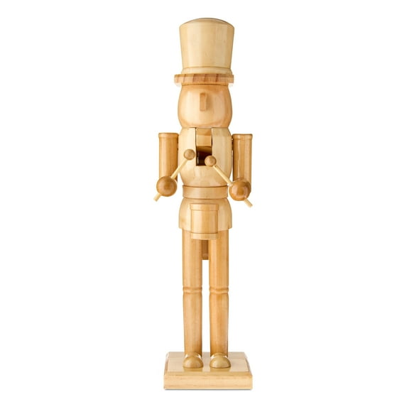Wooden Decorative Christmas Drummer Nutcracker, Natural Brown, 14.6", by Holiday Time