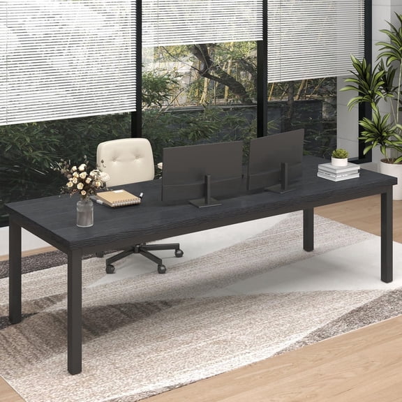 WOODALLOY 70.8 Inch Large Computer Desk, Gaming Computer Desk with A Modern Design, Office Computer Desk at Home, Perfect for Office Work, Gaming, Studying, and Writing, Etc., Black.