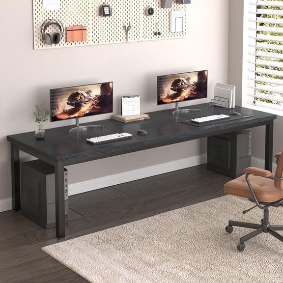 WOODALLOY 78.7 Inch Large Computer Desk, Gaming Computer Desk with A Modern Design, Office Computer Desk at Home, Perfect for Office Work, Gaming, Studying, and Writing, Etc., Black.