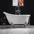thumbnail image 1 of WOODBRIDGE 54" Slipper Clawfoot Bathtub with Solid Brass Polished Chrome Finish Drain and Overflow,BTA1521 Tub, 1 of 7