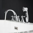 thumbnail image 1 of WOODBRIDGE Bathroom 5-Hole Tub Hand Shower,Deck Mounted Bathtub Filler Faucet with 3 Handles,Brushed Nickel Finish, F0022 BN, 1 of 6