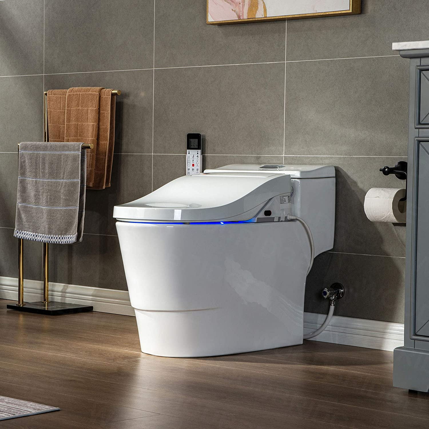 WOODBRIDGE White Luxury Elongated One Piece Advanced Bidet Smart Toilet Seat with Temperature Controlled Wash Functions and Air Dryer T Walmart