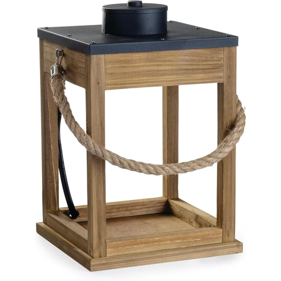 WOODEN CANDLE WARMER LANTERN WOOD & ROPE