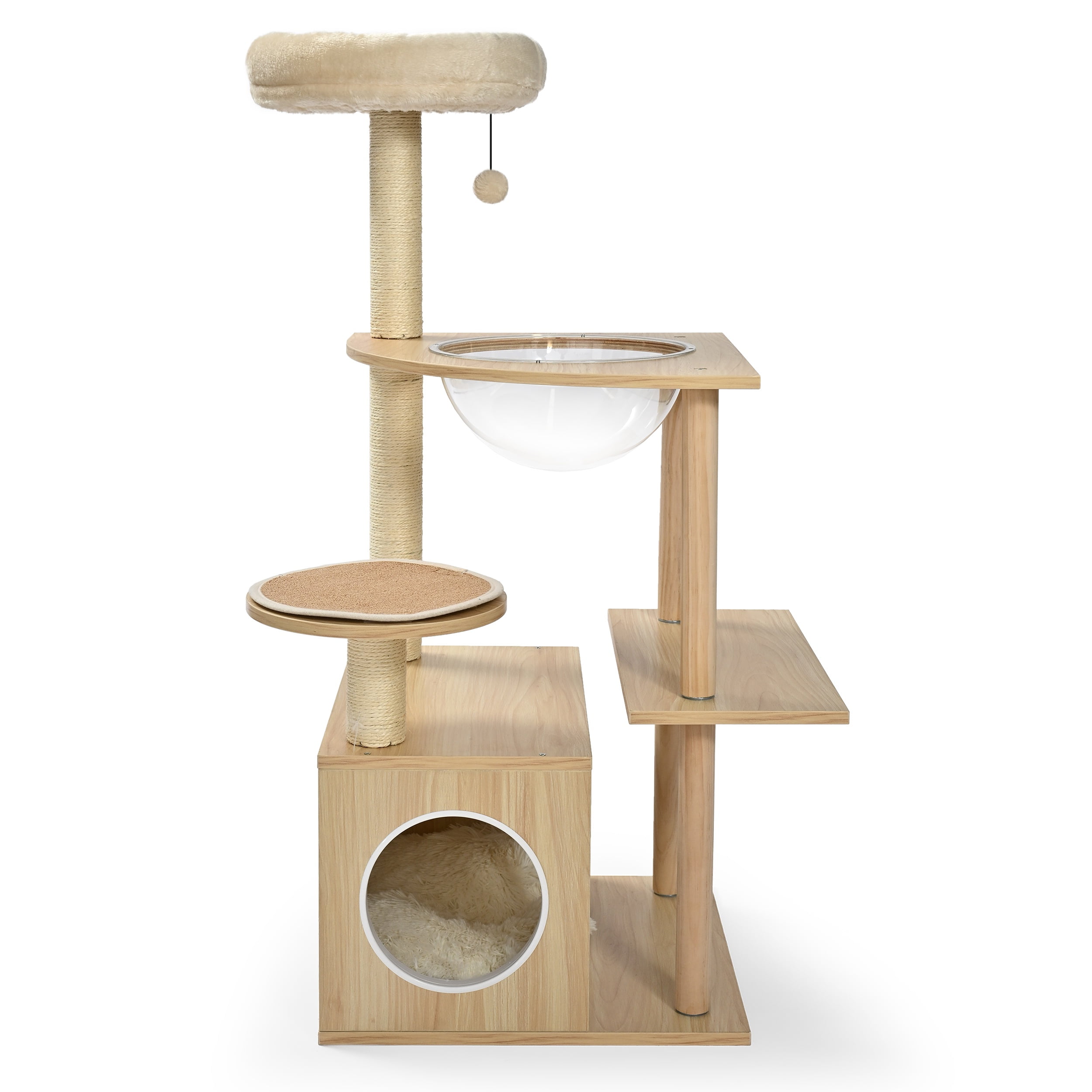 Vibrant Life 5-Level 44" Cat Tree with Condo and Acrylic Hammock, Beige