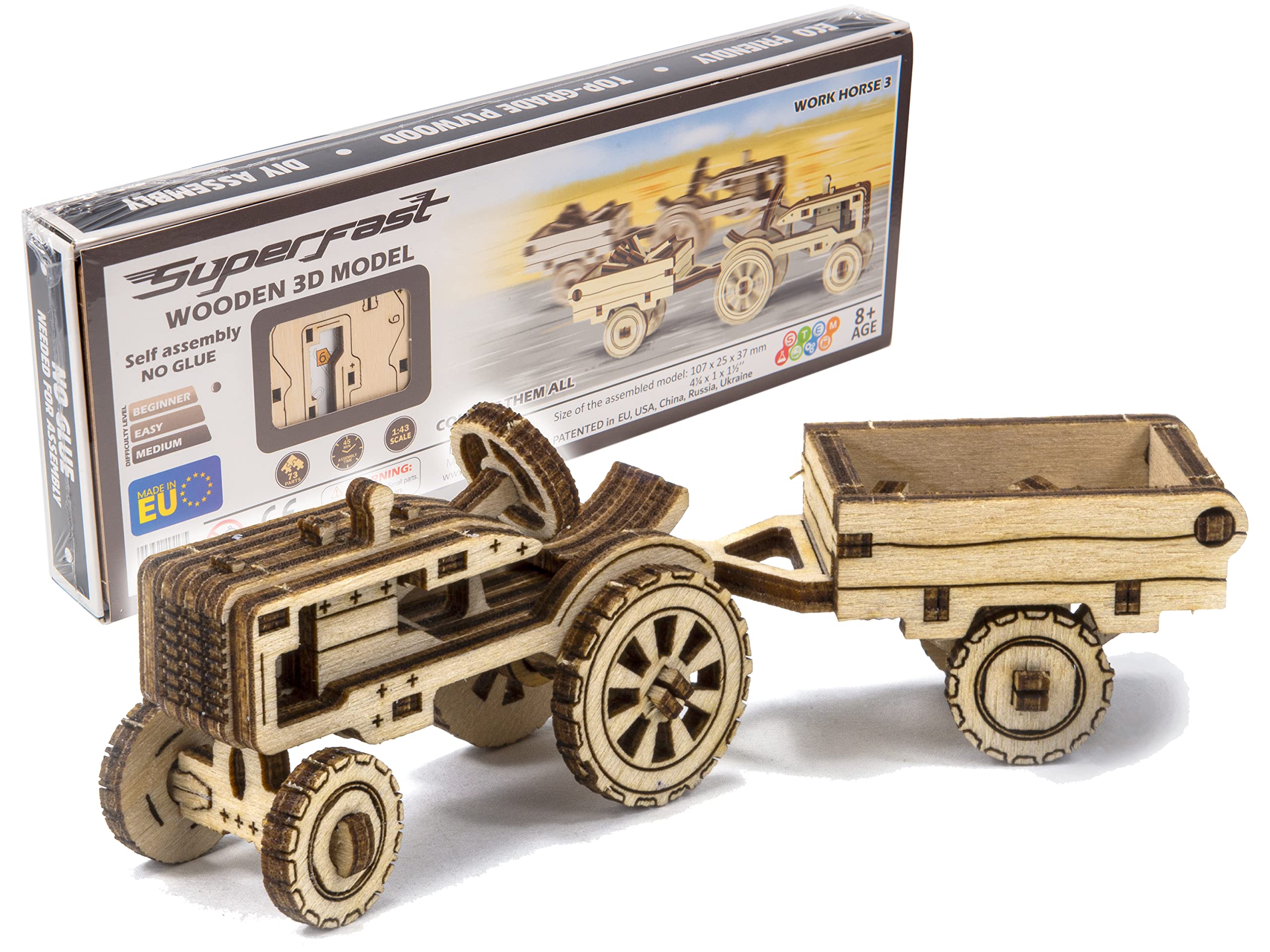 WOODEN.CITY Vintage Cars Work EC36 Horse 3 DIY 3D Model Kits for