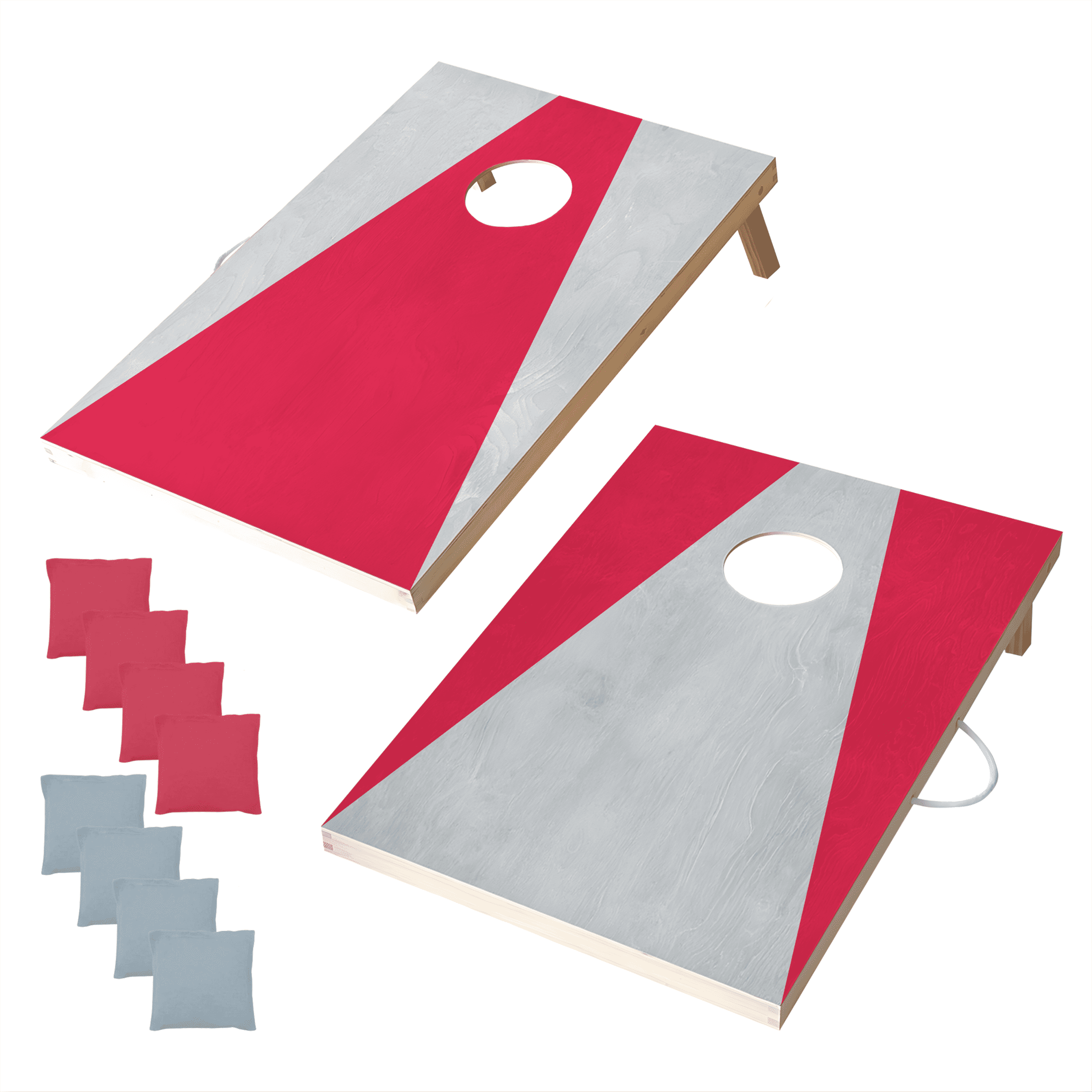 Wooden Cornhole Set, Crimson and Gray Colors, Stick & Slide Bags, 10 Pieces, 2 Boards, 8 Bean Bags, Family Games, College Games, Ages 3+ by MinnARK