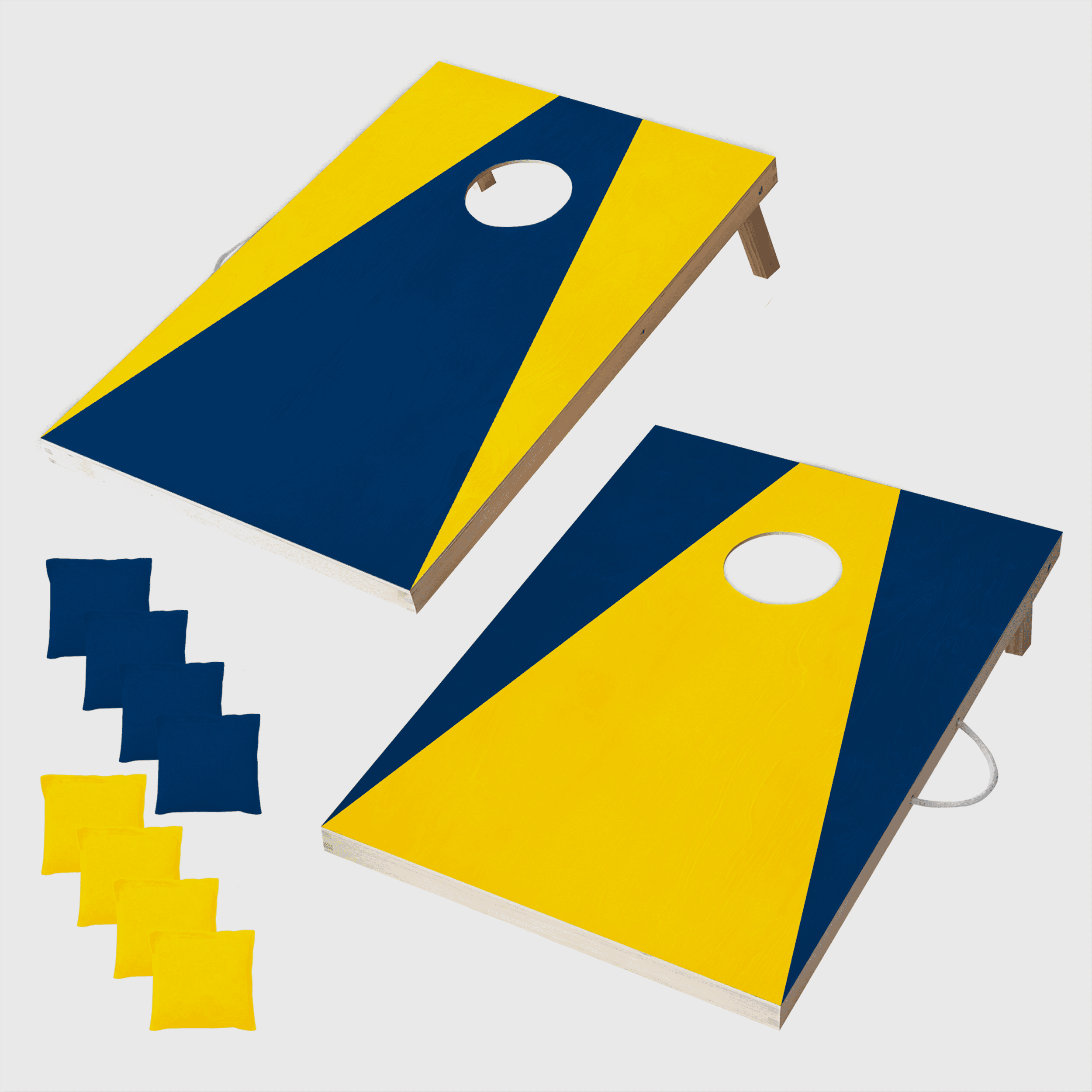 Wooden Cornhole Set, Maize & Blue Colors, Stick & Slide Bags, 10 Pieces, 2 Boards, 8 Bean Bags, Family Games, College Games, Ages 3+ by MinnARK