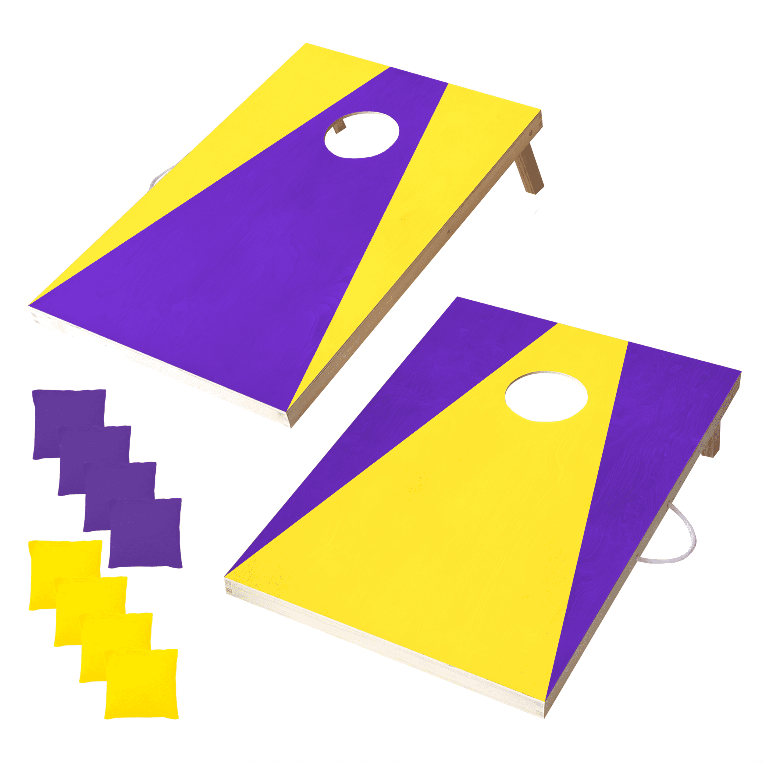 Wooden Cornhole Set, Purple and Gold Colors, Stick & Slide Bags, 10 Pieces, 2 Boards, 8 Bean Bags, Family Games, College Games, Ages 3+ by MinnARK