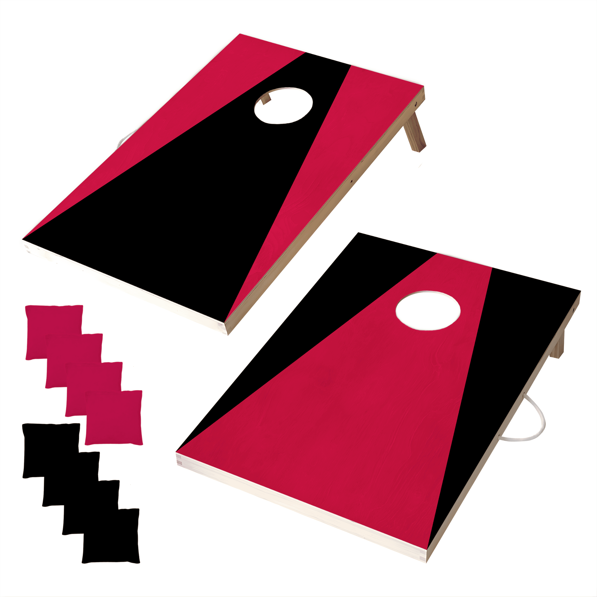 Wooden Cornhole Set, Red & Black Colors, Stick & Slide Bags, 10 Pieces, 2 Boards, 8 Bean Bags, Family Games, College Games, Ages 3+ by MinnARK
