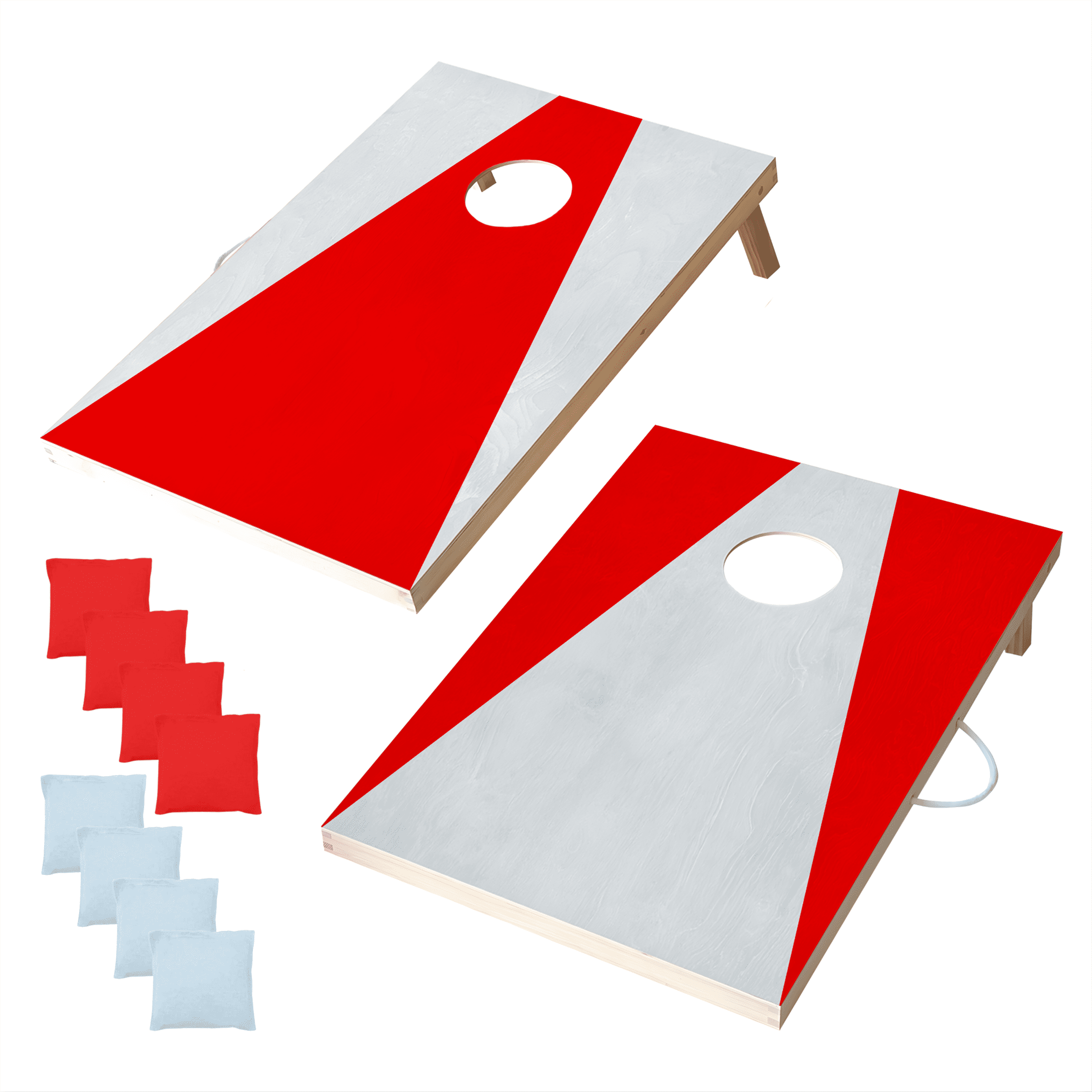 Wooden Cornhole Set, Scarlet & Gray Colors, Stick & Slide Bags, 10 Pieces, 2 Boards, 8 Bean Bags, Family Games, College Games, Ages 3+ by MinnARK