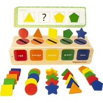 WOODENFUN Color Shape Sorting Toy for Toddler 1-3, Wooden Montessori Toy Shape Sorter Color Matching Box Game