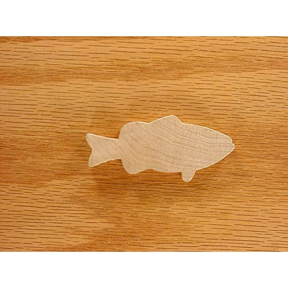 WOODNSHOP BASS FISH CUT OUT 1/8 x 1 3/8 PKG 25 laser cut wooden BASS FISH by