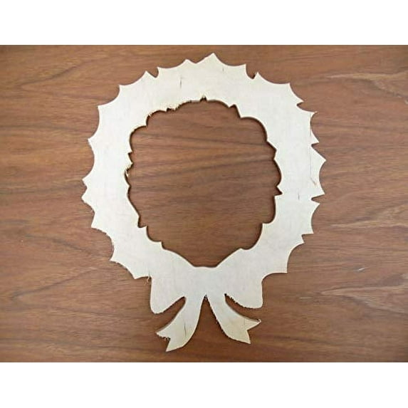 WOODNSHOP Wreath Wood 1/4 x 14 PKG 2 Laser Cut Wooden Wreath