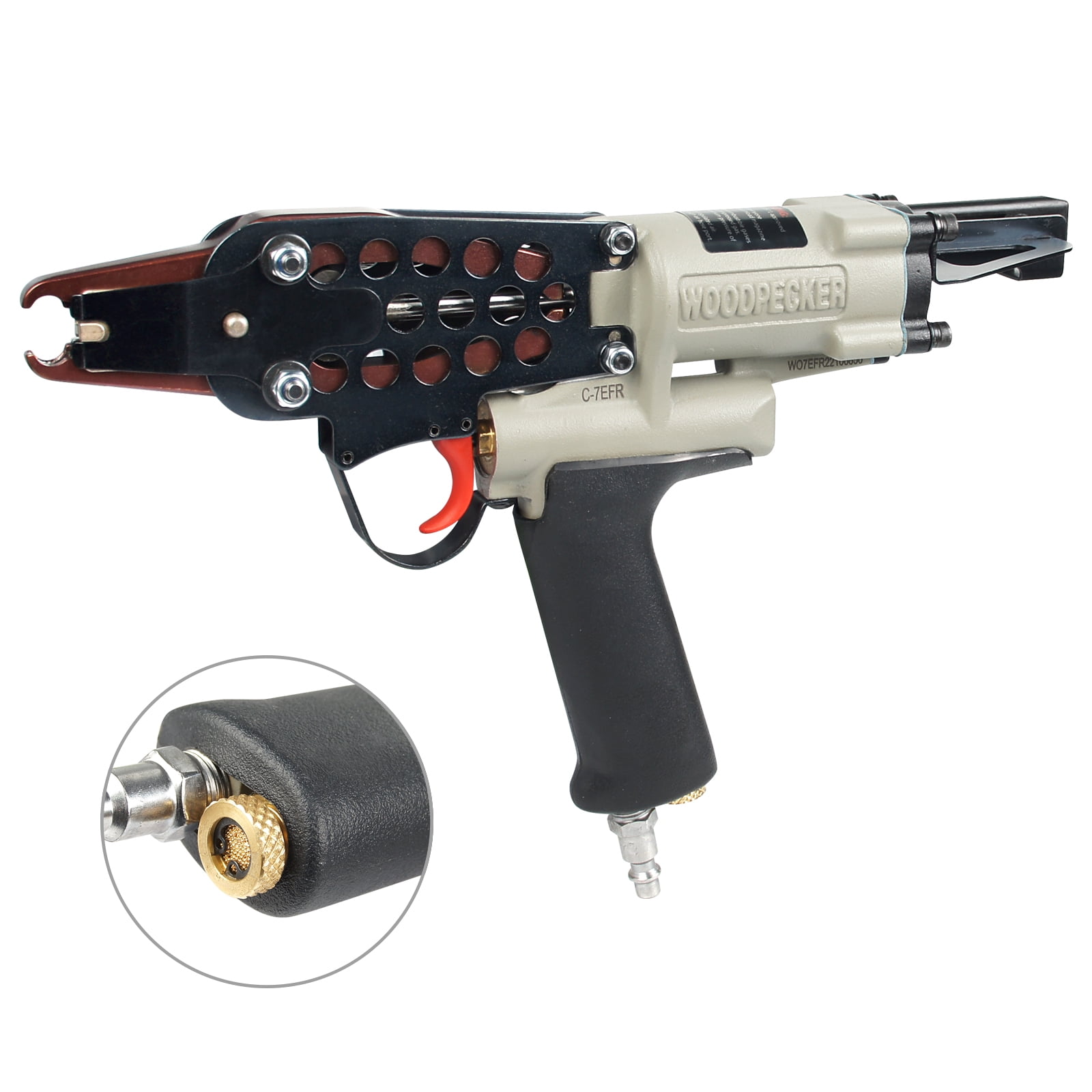 WOODPECKER C-7EFR 15 Gauge Pneumatic Hog ring Staple Gun, 3/4” Crown,Air Hog Ring Plier Tool for Fencing, Cages, Fastening