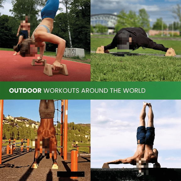 WOODPOWER - PowerBars, Wooden Parallettes Push Up Bars, Joint-Friendly Beech Wood Calisthenics Equipment for Home, Durable Handstand Trainer Push Up Handles for Floors$$