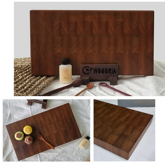WOODRIA End Grain Solid Wood Cutting Board Vera wood, Hard Heavy Durable Korean Handmade Craft Chopping Board Artisan Made (Large)