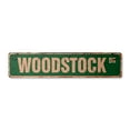 thumbnail image 1 of WOODSTOCK Vintage Aluminum Street Sign hippie peace 60's Metal Sign New rustic metal tin | Indoor/Outdoor |  18" Wide, 1 of 4