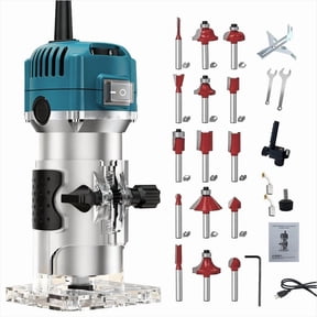 WOODUSEGY Router Tool, Wood Router Trimmer Power Electric Hand Trim Palm Woodworking cortadora de madera router para madera Laminate Milling Engraving Joiner Tool for Slotting Carving 800W 30000R/MIN