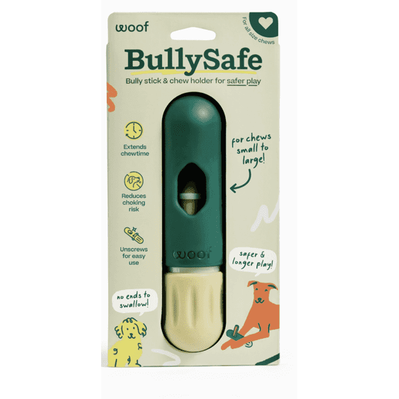 WOOF BullySafe - Bully Stick Holder - Durable Dog Chew Holder for Safe, Long-Lasting Play - Easy to Clean - No More Swallowed Ends
