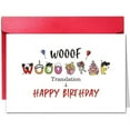 thumbnail image 1 of WOOF Happy Birthday Greeting Card - Fun Dog-Themed Design - Blank Inside with Red Envelope, 1 of 3