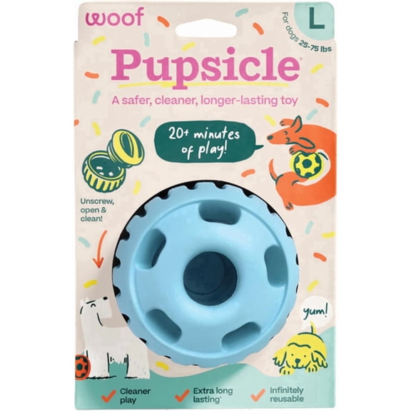 WOOF Party Pupsicle - Long-Lasting Interactive Dog Toys for Boredom - Low-Mess Design - Birthday Gift Idea - Large Dog Toys - Buddy Blue