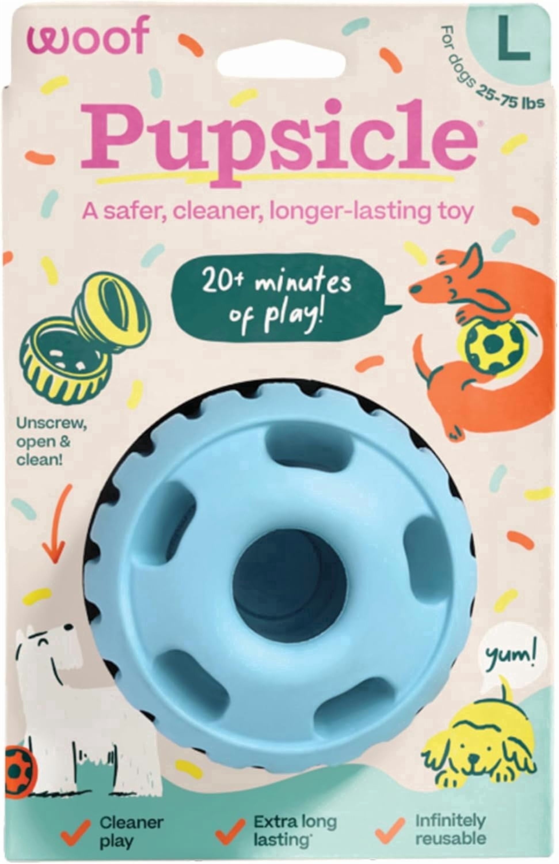 WOOF Party Pupsicle - Long-Lasting Interactive Dog Toys for Boredom - Low-Mess Design - Birthday Gift Idea - Large Dog Toys - Buddy Blue
