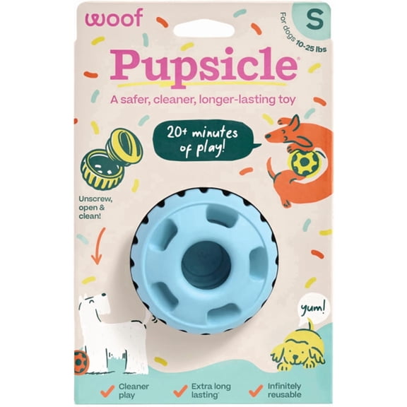 WOOF Party Pupsicle - Long-Lasting Interactive Dog Toys for Boredom - Low-Mess Design - Birthday Gifts for Dogs - Small Dog Toys - Buddy Blue
