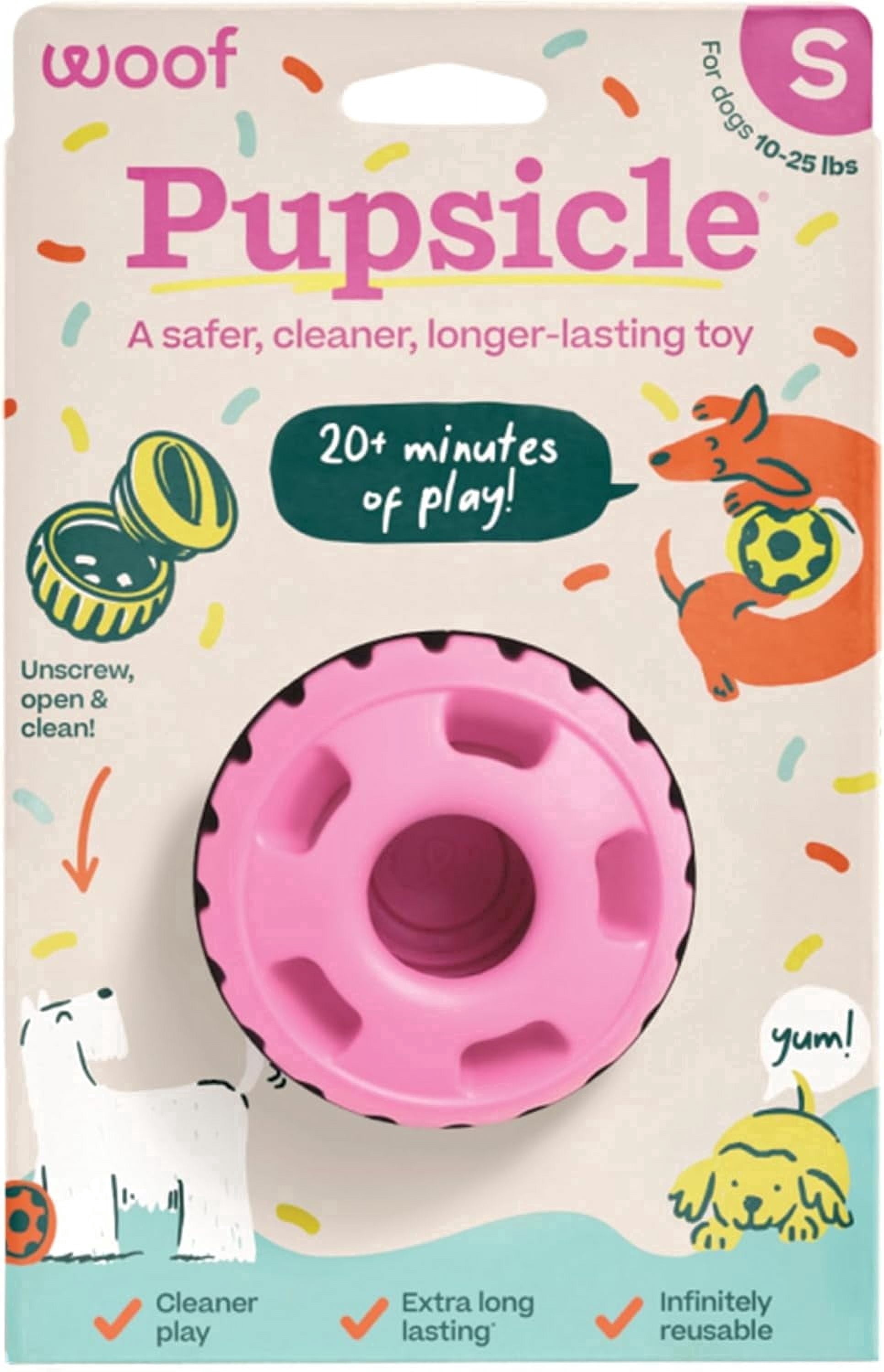 WOOF Party Pupsicle - Long-Lasting Interactive Dog Toys for Boredom - Low-Mess Design - Birthday Gift Idea - Small Dog Toys - Party Pink