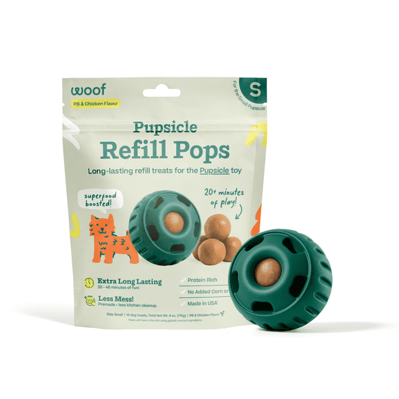 WOOF Small Pupsicle Pack - Pupsicle Interactive Dog Toys with Pupsicle Refill Pops Beef- Dog Toys for Small Dogs 10-25 lbs