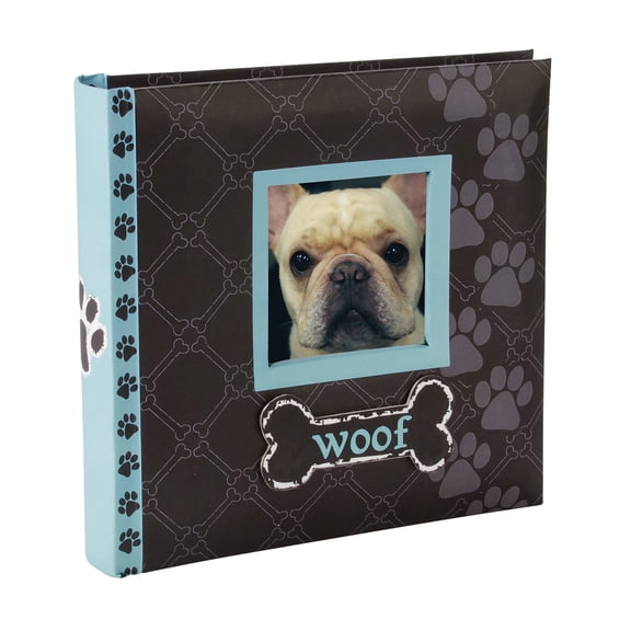 Malden International Designs 1 Up 4x6 Dog Photo Album With Memo Area Woof Coated Printed Paper Book Bound Black