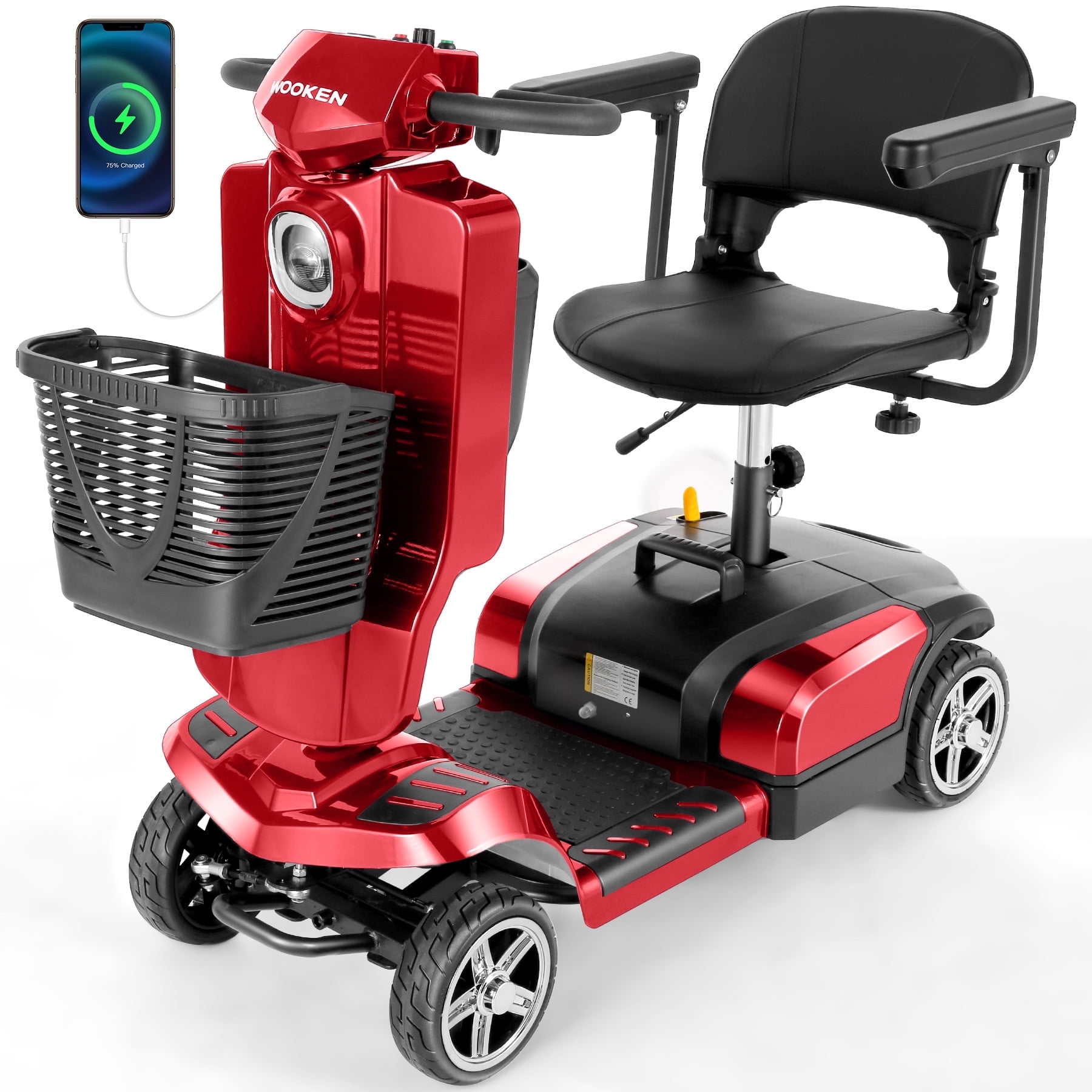WOOKEN 24V 12AH Mobility Scooter for Adults, Senior, 250W 4 Wheels Folding Electric Powered Chargeable Device for Travel, Lightweight and Portable, Best Gift for Elderly