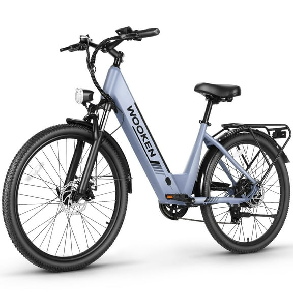 WOOKEN Electric Bike for Adults ,48V 10.4Ah Removable Battery and up to 50Miles 19.8MPH, 26" x 2.1" Electric Commuter Bike with 7-Speed and Front Suspension, UL 2849