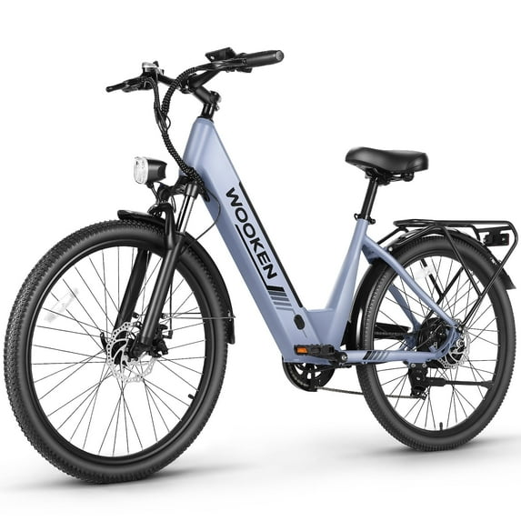 WOOKEN Electric Bike for Adults ,48V 10.4Ah Removable Battery and up to 50Miles 19.8MPH, 26" x 2.1" Electric Commuter Bike with 7-Speed and Front Suspension, UL 2849