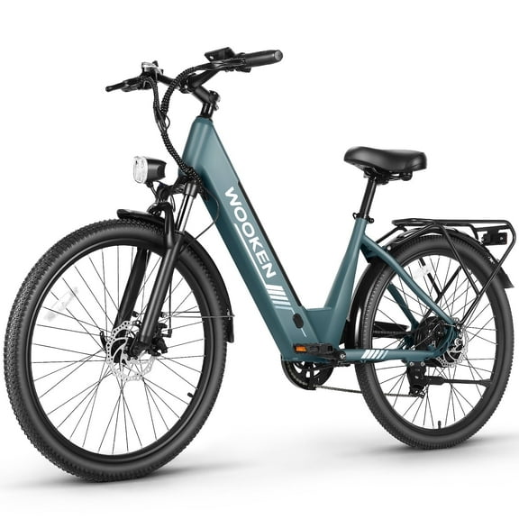 WOOKEN Electric Bike for Adults ,48V 10.4Ah Removable Battery and up to 50Miles 19.8MPH, 26" x 2.1" Electric Commuter Bike with 7-Speed and Front Suspension, UL 2849