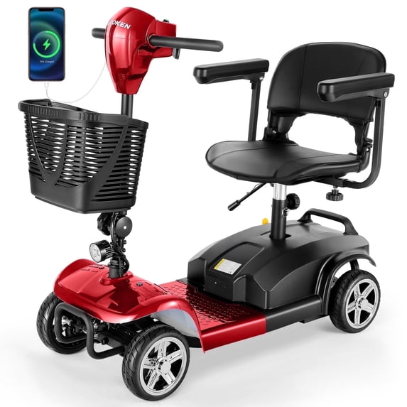 WOOKEN Mobility Scooter for Adults, Seniors, 24V 12AH Electric Powered Wheelchair Device, 250W 4 Wheels Compact Folding Duty Mobile for Elderly