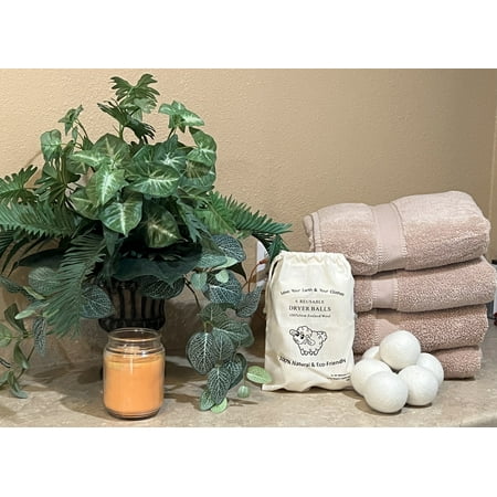 WOOL DRYER BALLS (6 XL BALLS) ALL-NATURAL LAUNDRY FABRIC SOFTENER THATS REUSABLE