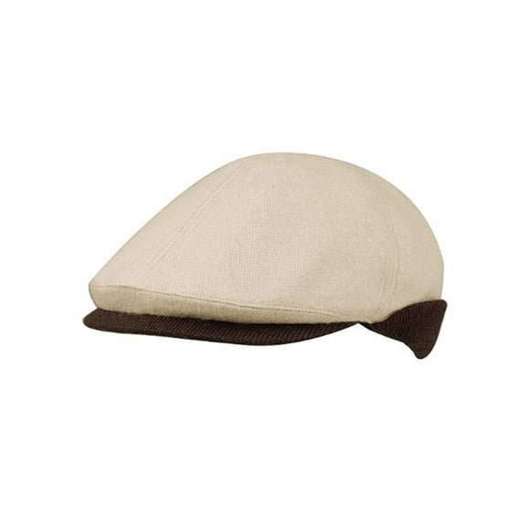 WOOL IVY CAP W/KNITTED WARMER FLAP - Natural