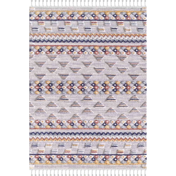 WOOLKNOT Loopy LPY013 5' x 8'' Grey/Multi 1.34 inch Area Rug