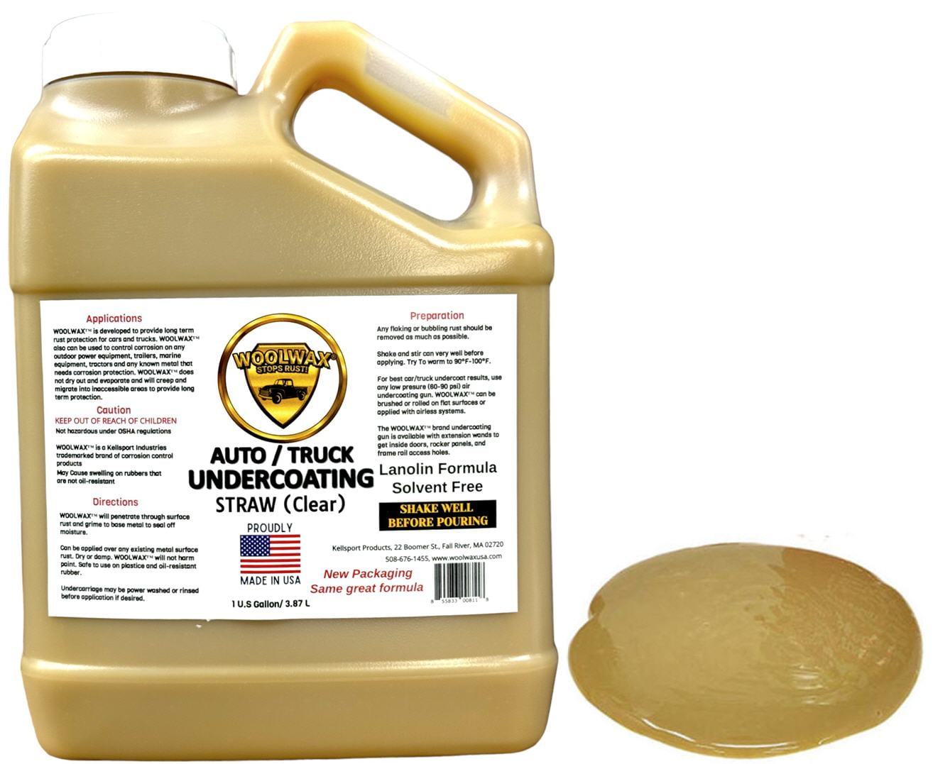 WOOLWAX® Lanolin Film Vehicle Undercoating. 1 Gallon Straw(clear)