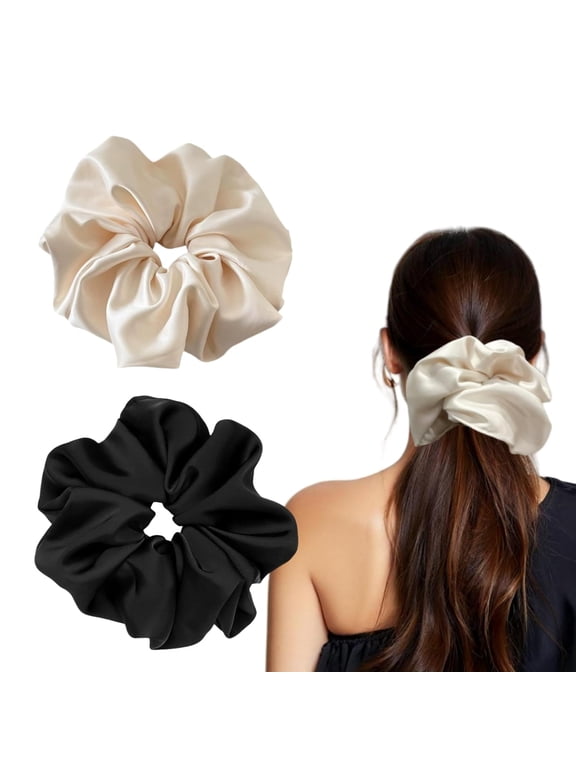 Jumbo Satin Scrunchies 7.5" Oversize Hair Ties for Thick Long Hair