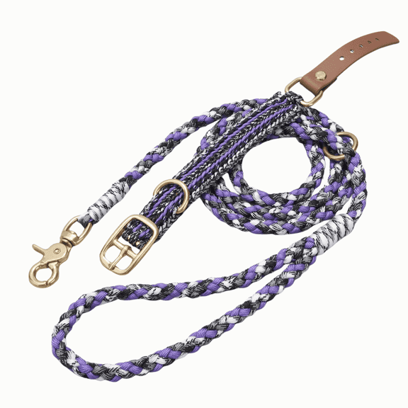 Woonono Adjustable Dog Collar and Leash Set, Blue, Collar 13.4-11.4", 2 Piece Set