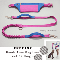 WOONONO Freejoy 63-Inch Nylon Color-Blocking Hands-Free Dog Leash, Pink, 1 Piece