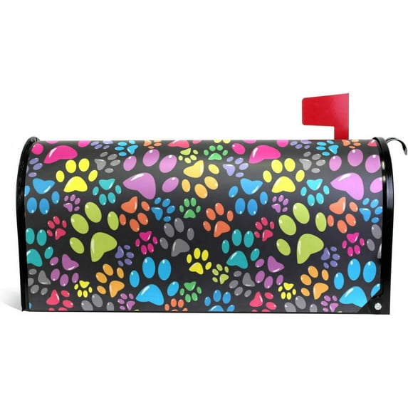 WOOR Colorful Animal Dogs or Cats Paws Magnetic Mailbox Cover Oversized for Garden Yard Outdoor Decorations-20.8" x 25.5"
