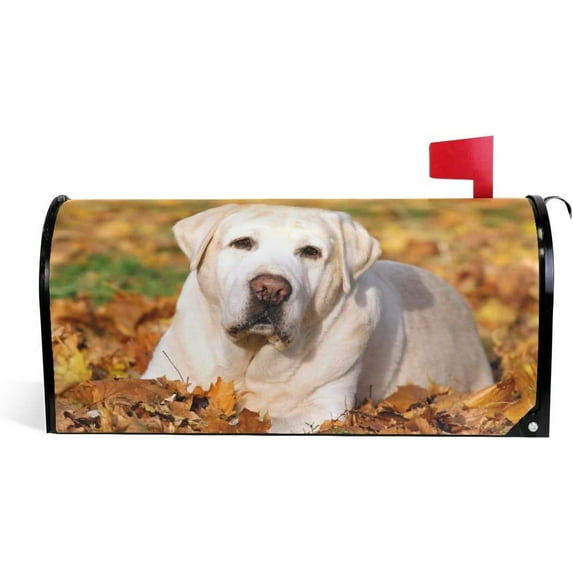 WOOR Cute Yellow Labrador Retriever Magnetic Mailbox Cover Oversized for Garden Yard Outdoor Decorations-20.8" x 25.5"