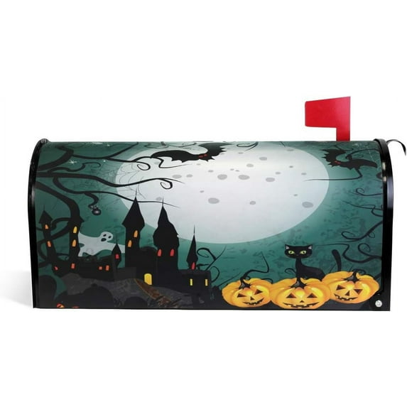WOOR Halloween Pumpkin Magnetic Mailbox Cover Oversized for Garden Yard Outdoor Decorations-20.8" x 25.5"