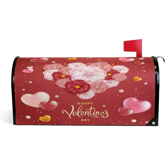 WOOR Happy Valentines Day Background Magnetic Magnetic Mailbox Cover Standard Size for Garden Yard Outdoor Decorations-18 x 20.8"