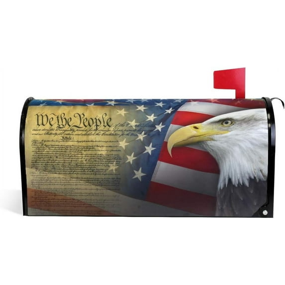 WOOR Patriotic Eagle Magnetic Mailbox Cover Oversized for Garden Yard Outdoor Decorations-20.8" x 25.5"